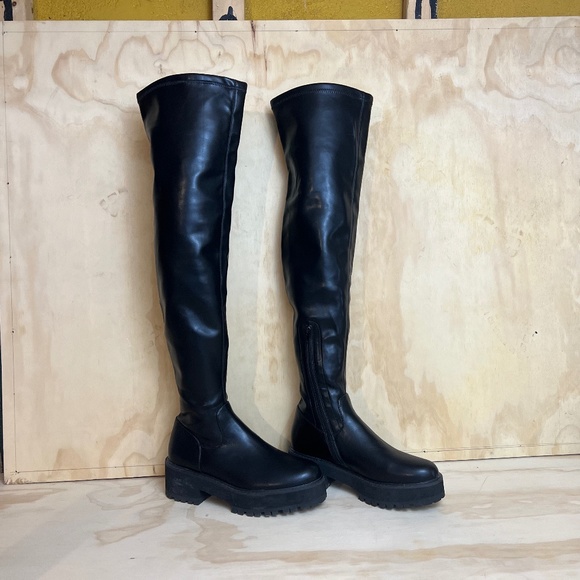 Abound Shoes - Thigh High Faux Leather Platform Boots - Size Fits like a 9.5